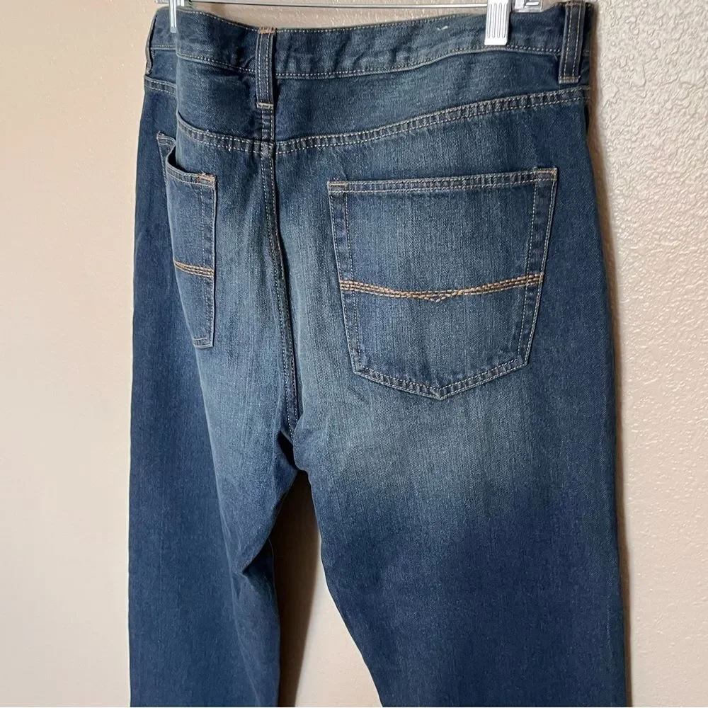 Ruff Hewn 100% Cotton Dark Wash Denim Blue Jeans Straight Leg Size 40